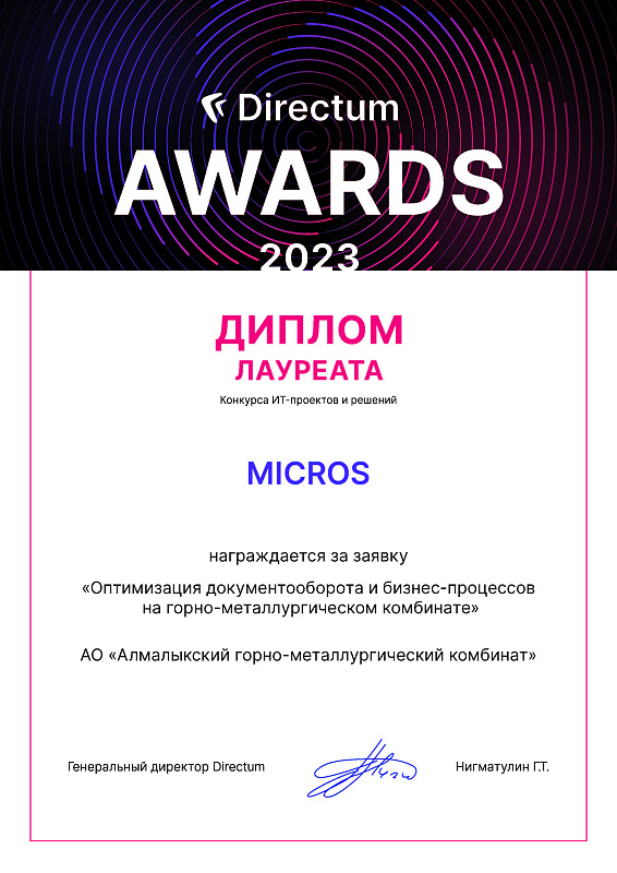 Диплом лауреата конкурса ИТ- проектов